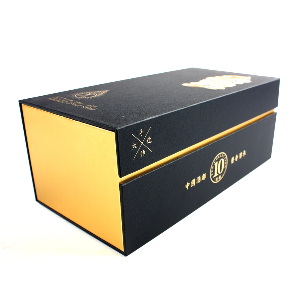 High Quality Custom Magnetic Cardboard Wine bottle  Box flip open boxes with silk insert