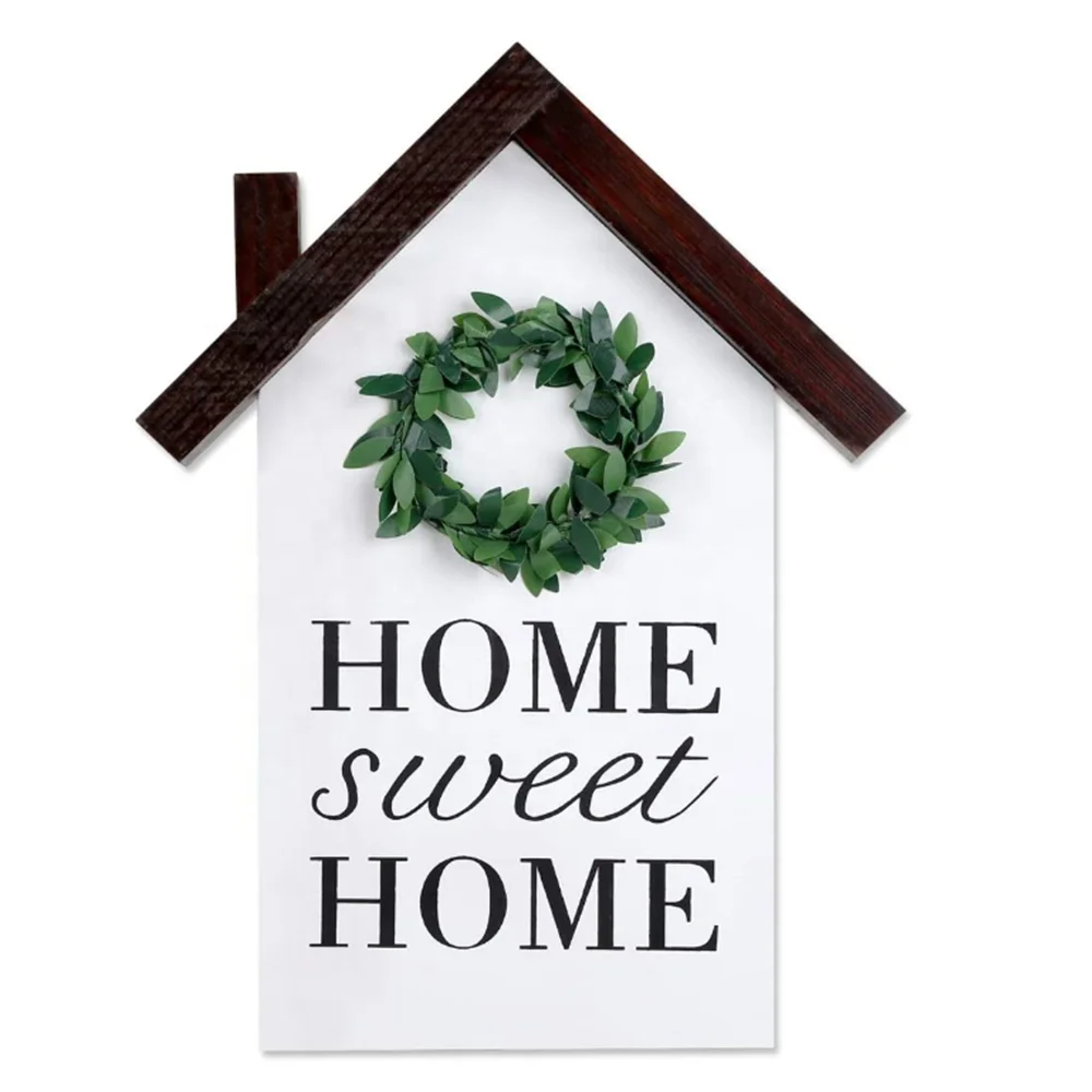 Handmade  Rustic Wood Block House Home Sweet Home Sign Lovely creative home decor for entryway shelves kitchen shelf decor