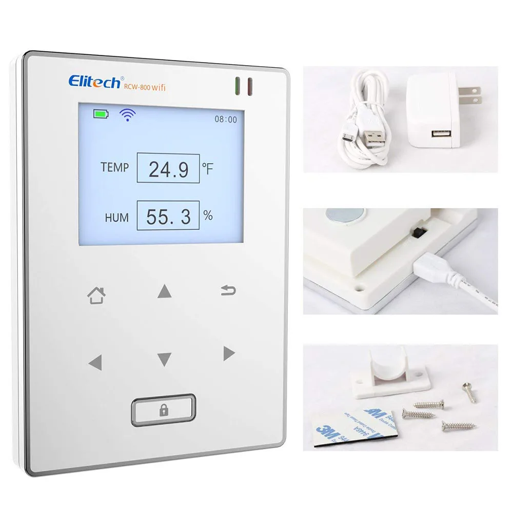 2.4GHz and 5GHz wireless Elitech RCW-800 WiFi temperature and humidity data logger