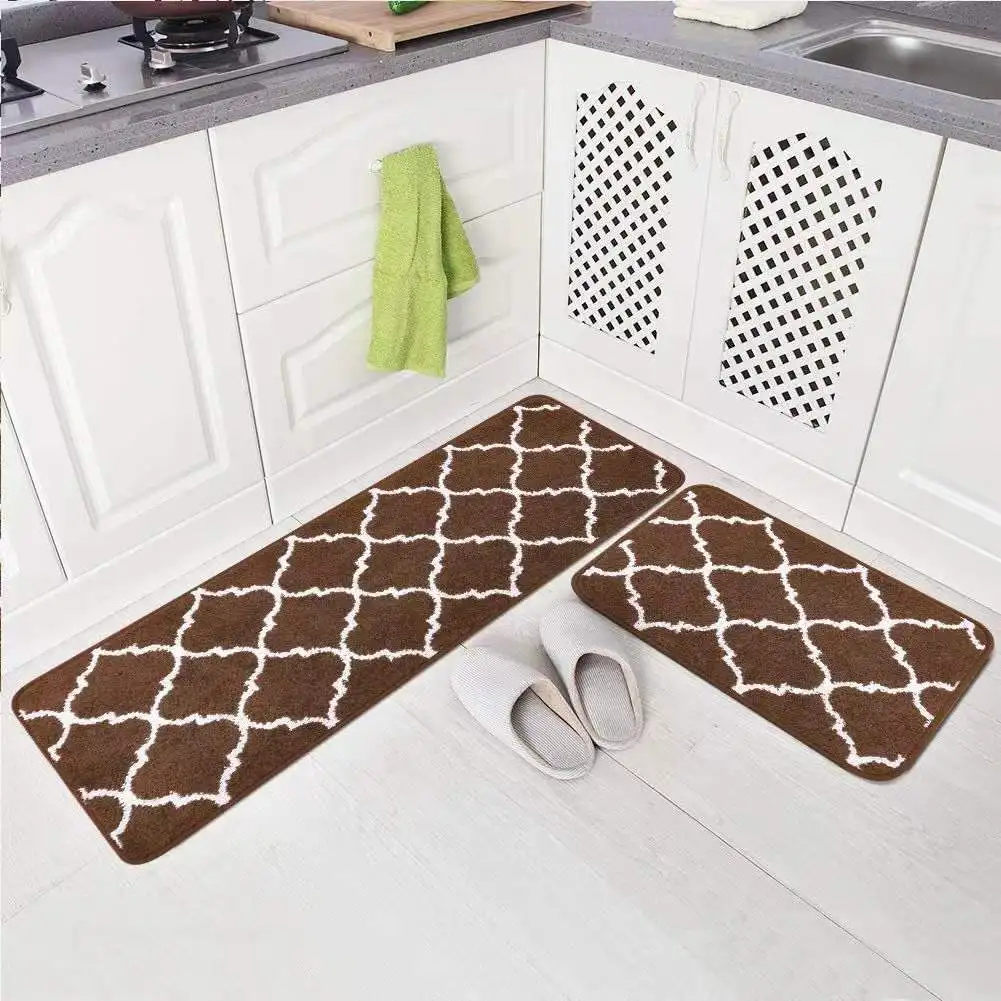Cheap Customize Yiwu Non Anti Slip 3d Printed Kitchen Heat Resistant Floor Carpet Rug And Mat Set 2in1