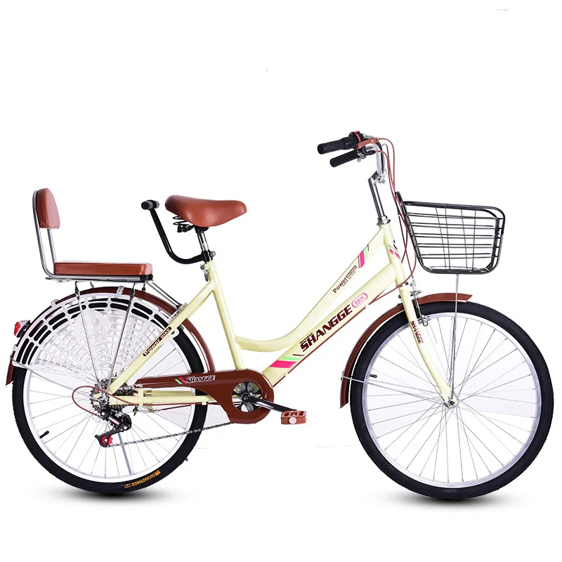 Old model 26inch adult bicycle cheap comfort city bikes compact city bike 26 bicicleta de ciu with basket and rear seat