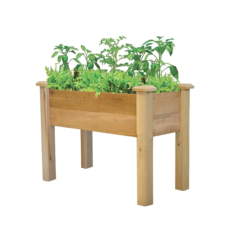 16 in x 48 in Solid Pine Wood Raised Garden Bed,Robust Free Standing Planter Box With Trellis