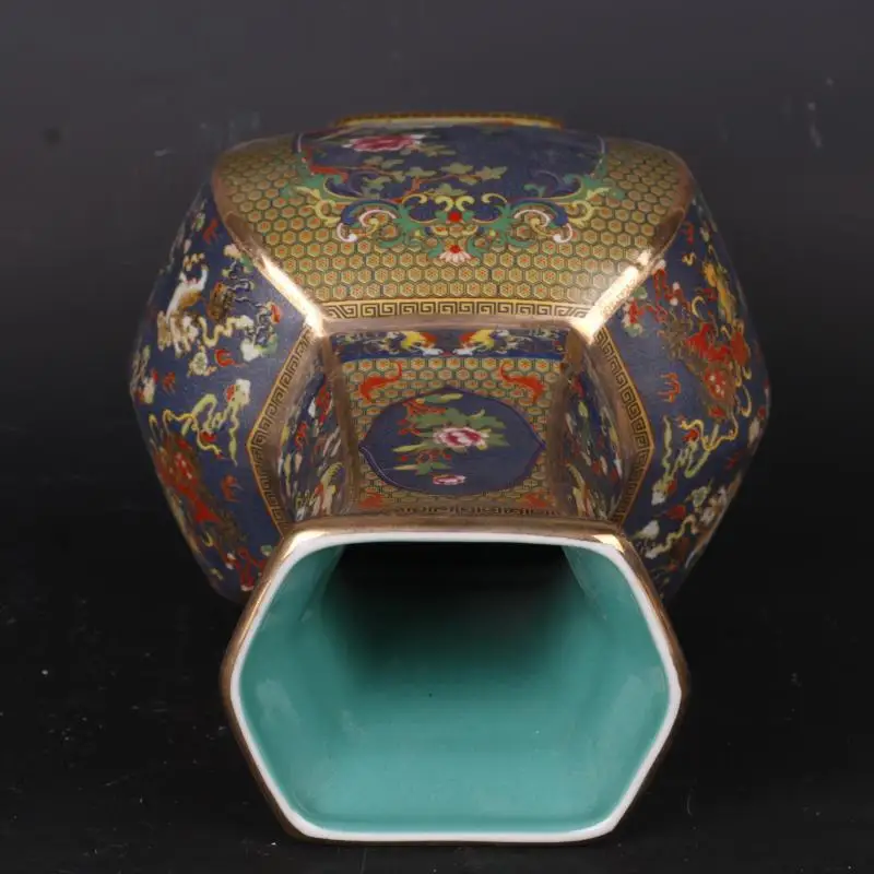 31.5cm high Chinese royal antique vase imitation gold enamel color flower and bird pot belly vase hot selling vase