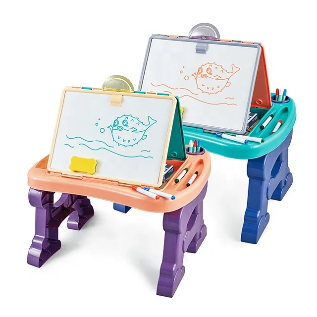 
Multifunction Art Painting Baby 2 In 1 Writing Drawing Black Board Learning Table For Kids 