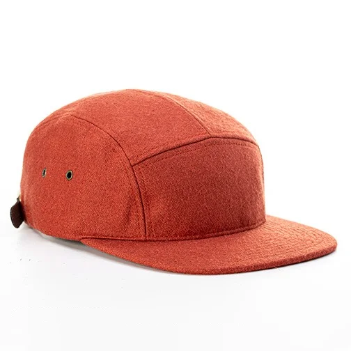 Oem outdoor hiking custom five panel camper cap, wholesale 5 panel snapback hat with a leather strap