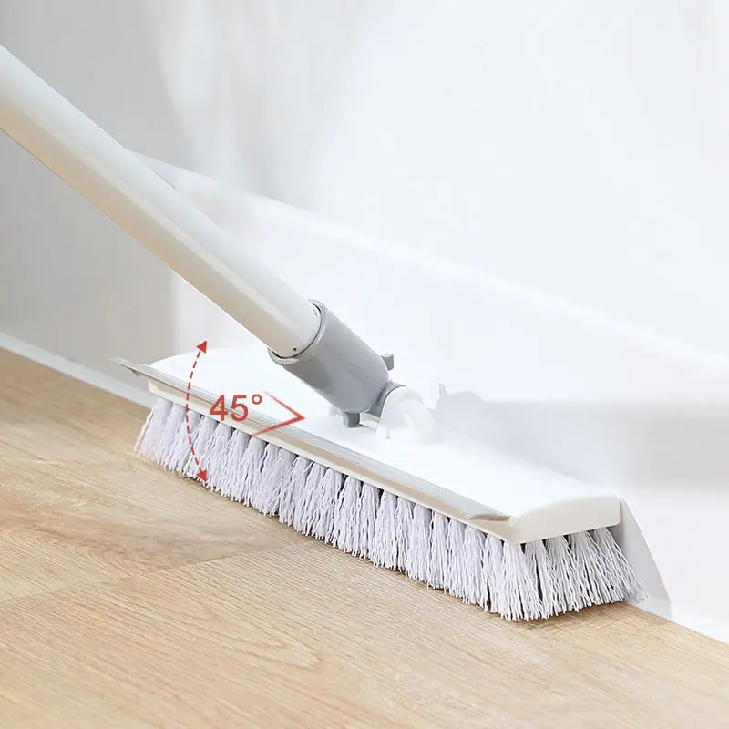 Jesun Manufacturer Wholesale 2 in 1 Floor Cleaning Brush with Long Handle Deck Brush with Squeegee for Bathroom Tile Cleaning