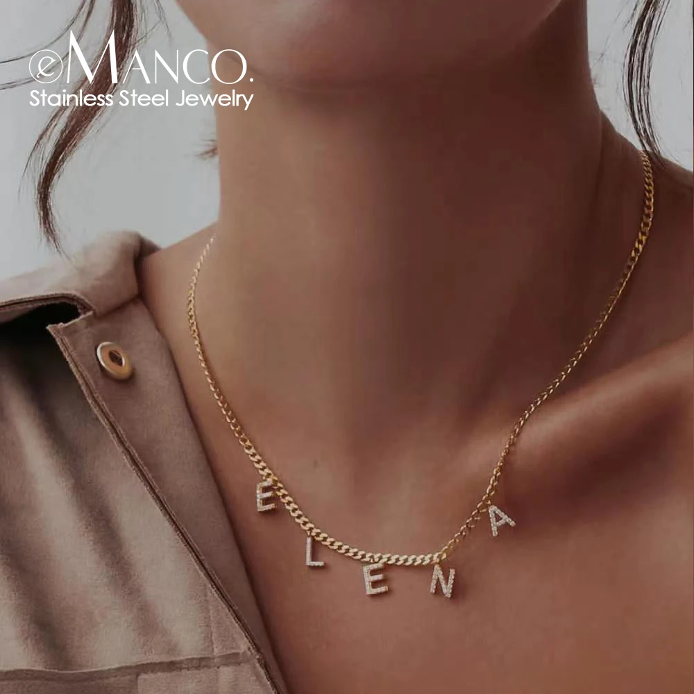eManco Personalized Diamond Initial Name Necklace Pendant Anniversary Jewelry Gift