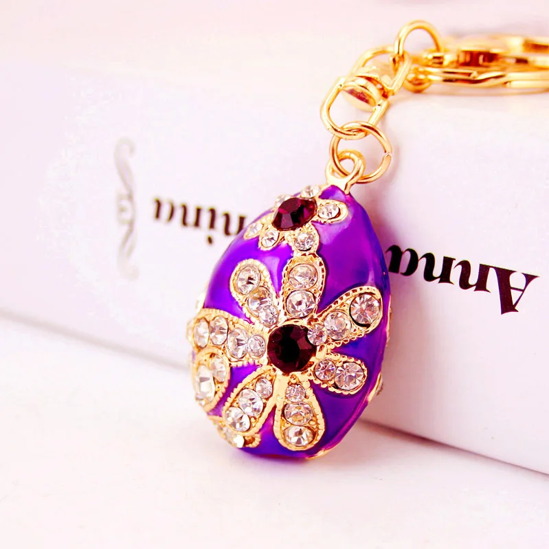 Creative Drip Craft Small Gift Easter Egg Keychain Ladies Bag Accessories Metal Pendant Key Chain