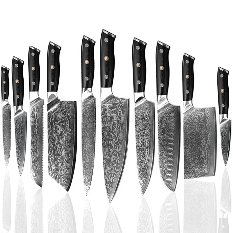 67 Layers Japanese Real Damascus Cutting Chef Santoku Nakiri Boning Paring slaughter and sharpening rod Kitchen Knife