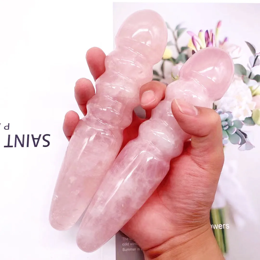 Natural Stones Kegel Exercise Crystal Massage Wand Beauty Bar Rose Quartz Yoni Wand for Gift