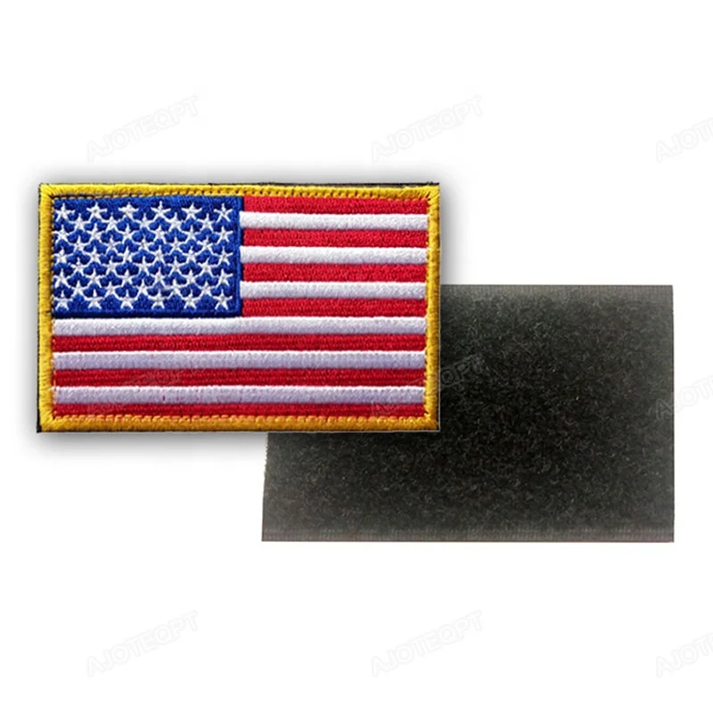 AJOTEQPT USA Flag Patch Embroidered Hook and Loop Fastener Backing Emblem American Flag Tactical Patch