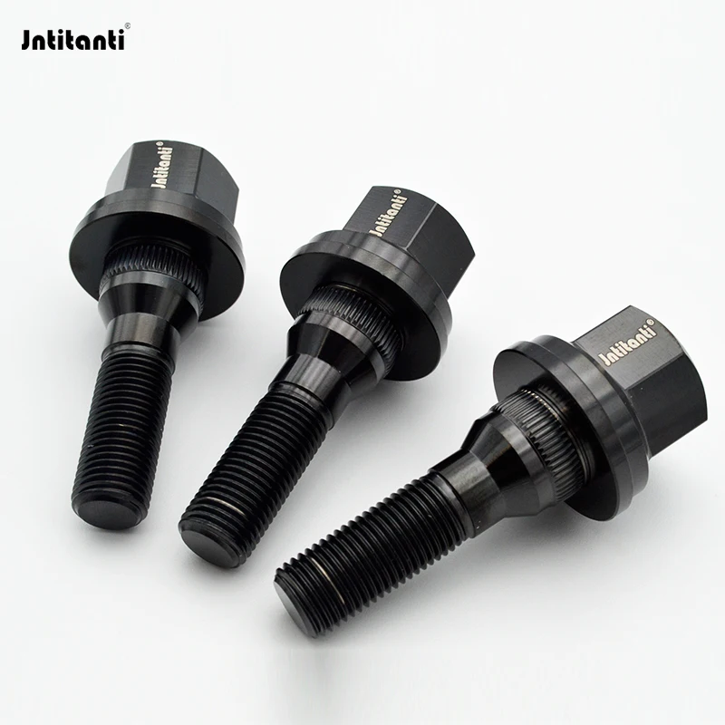 Jntitanti Gr.5 titanium alloy black wheel hub bolts M12X1.25 For Peugeot, Citroen