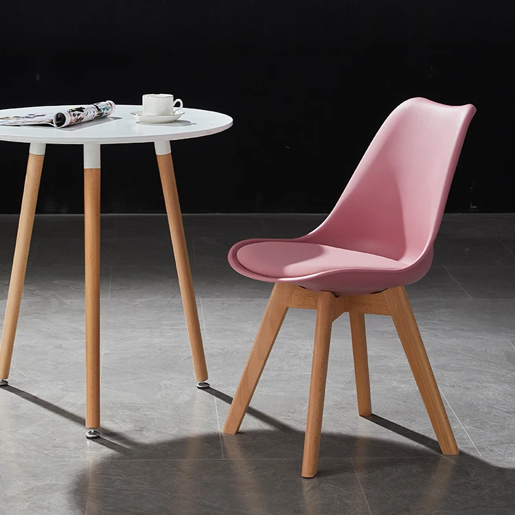 
Hot-sales Modern style Pretty plastic chair with PU cushion and wood legs PP Dining room/Living room furniture SC-133A 
