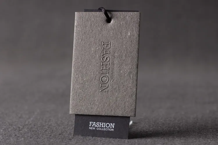 High Quality Custom Black Embossed UV Hang Tags for Clothing