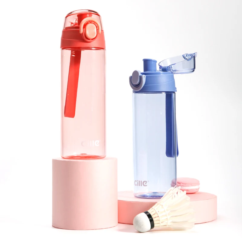 
Custom 620ml Travel Leakproof BPA Plastic Lid Silicone Handle Tritan PC Drinking Water Bottle with One Touch 