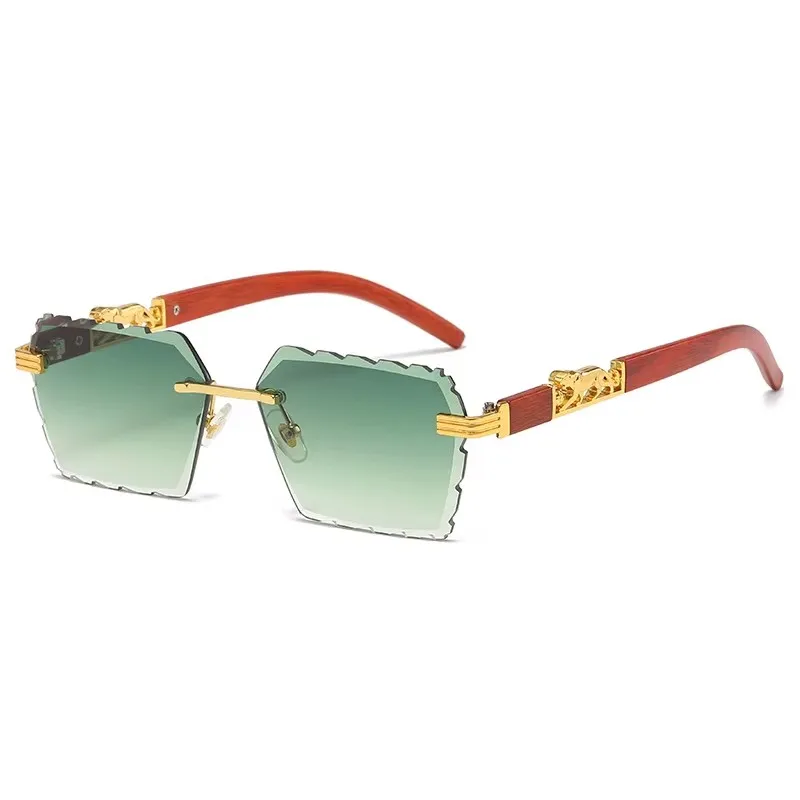 mens rectangular brown sunglasses rimless sunglasses uv400 protection women sun glasses men