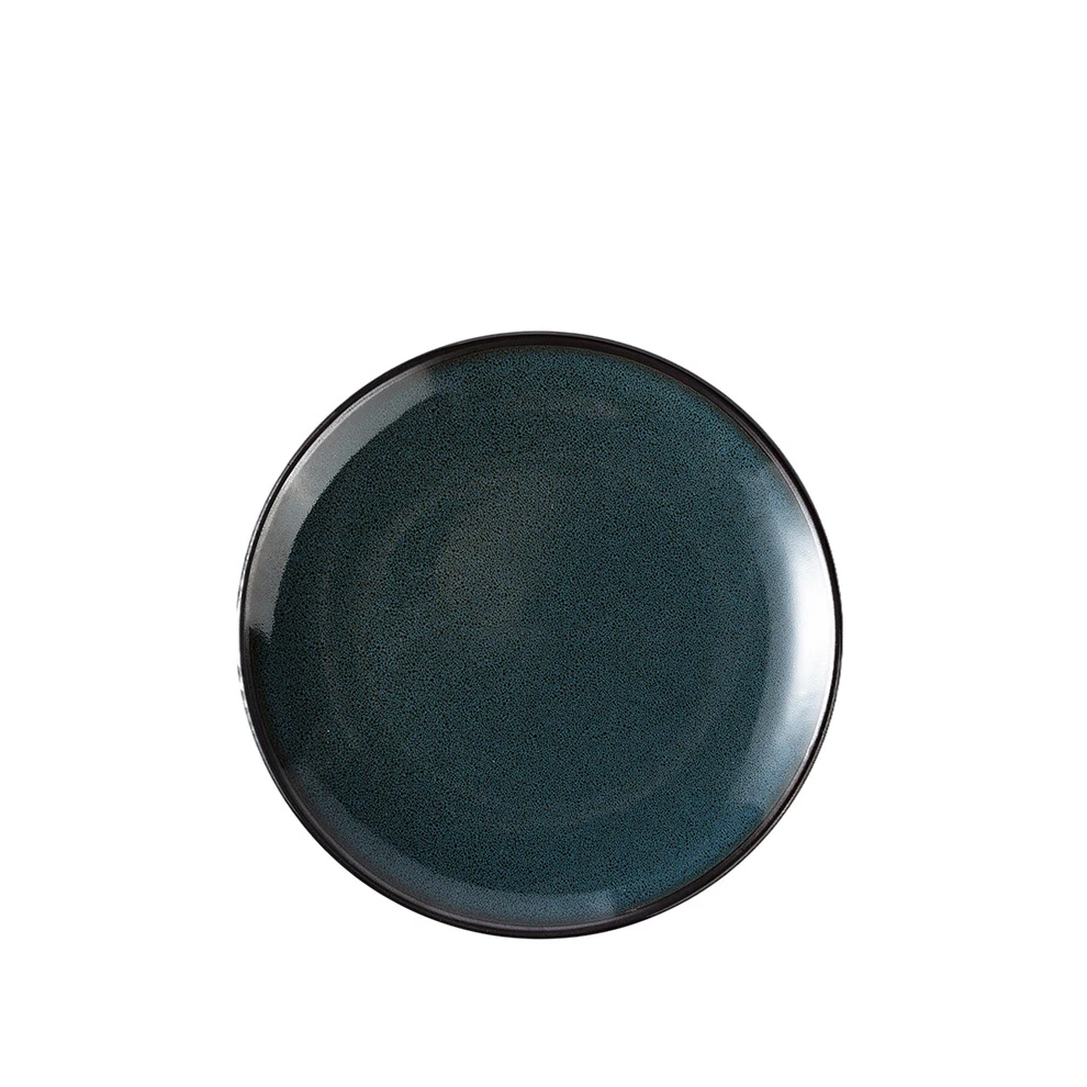 ins nordic style dark green vintage round oval acme dinnerware custom ceramic plate aesthetic