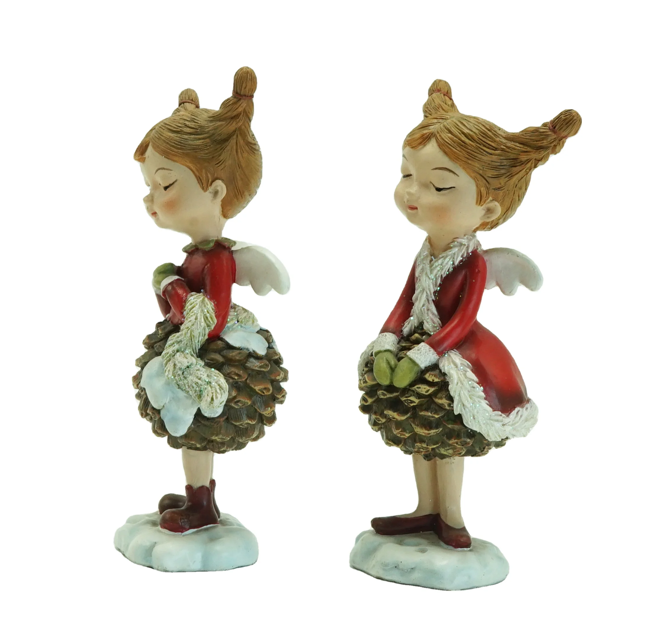 Wholesale Resin Pine Cone Angel Girl Figurine for Home Decoration