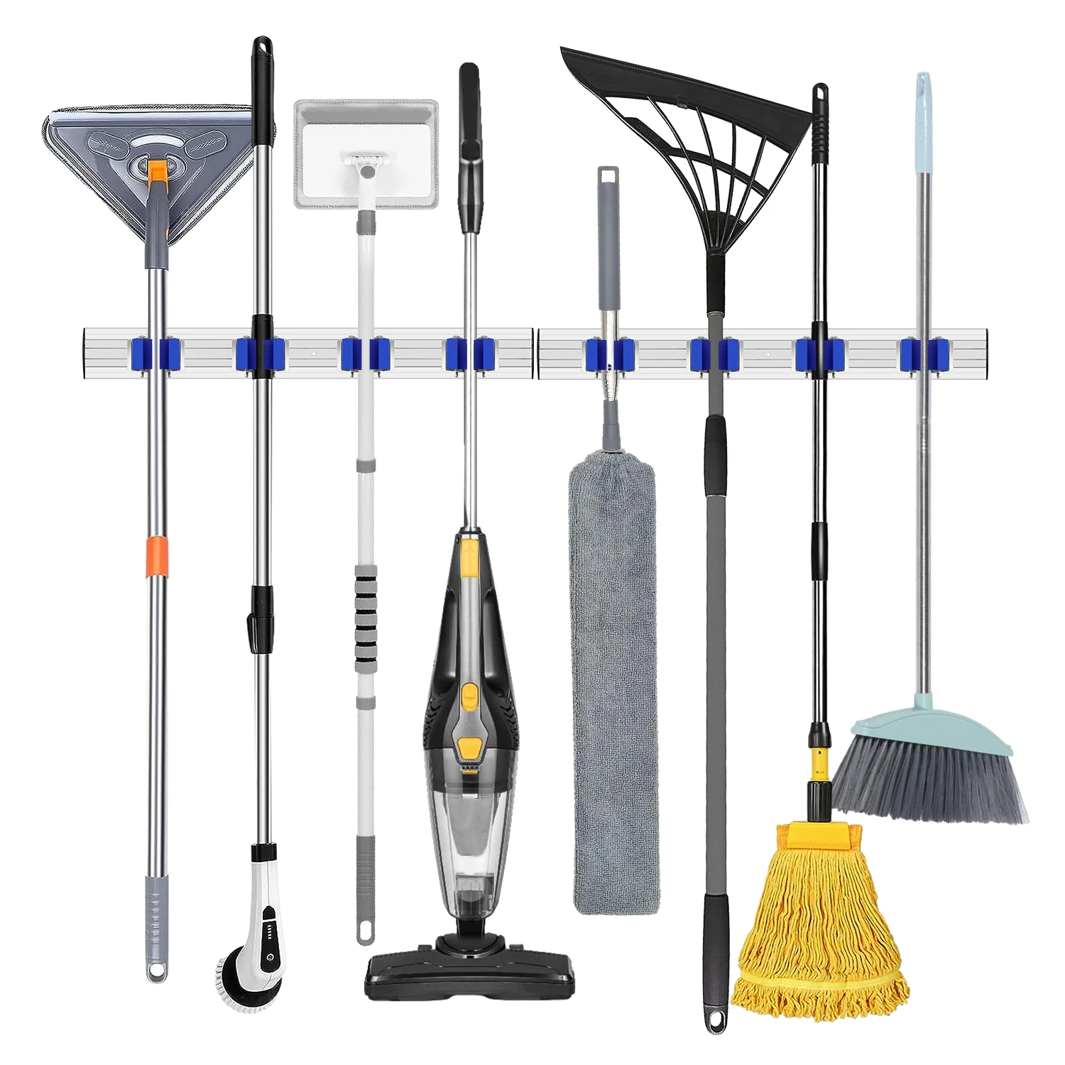Heavy Duty Upgraded Metal Aluminum Storage Organizer Hanger Wall Mount Garden Rack Broom Mop Holder