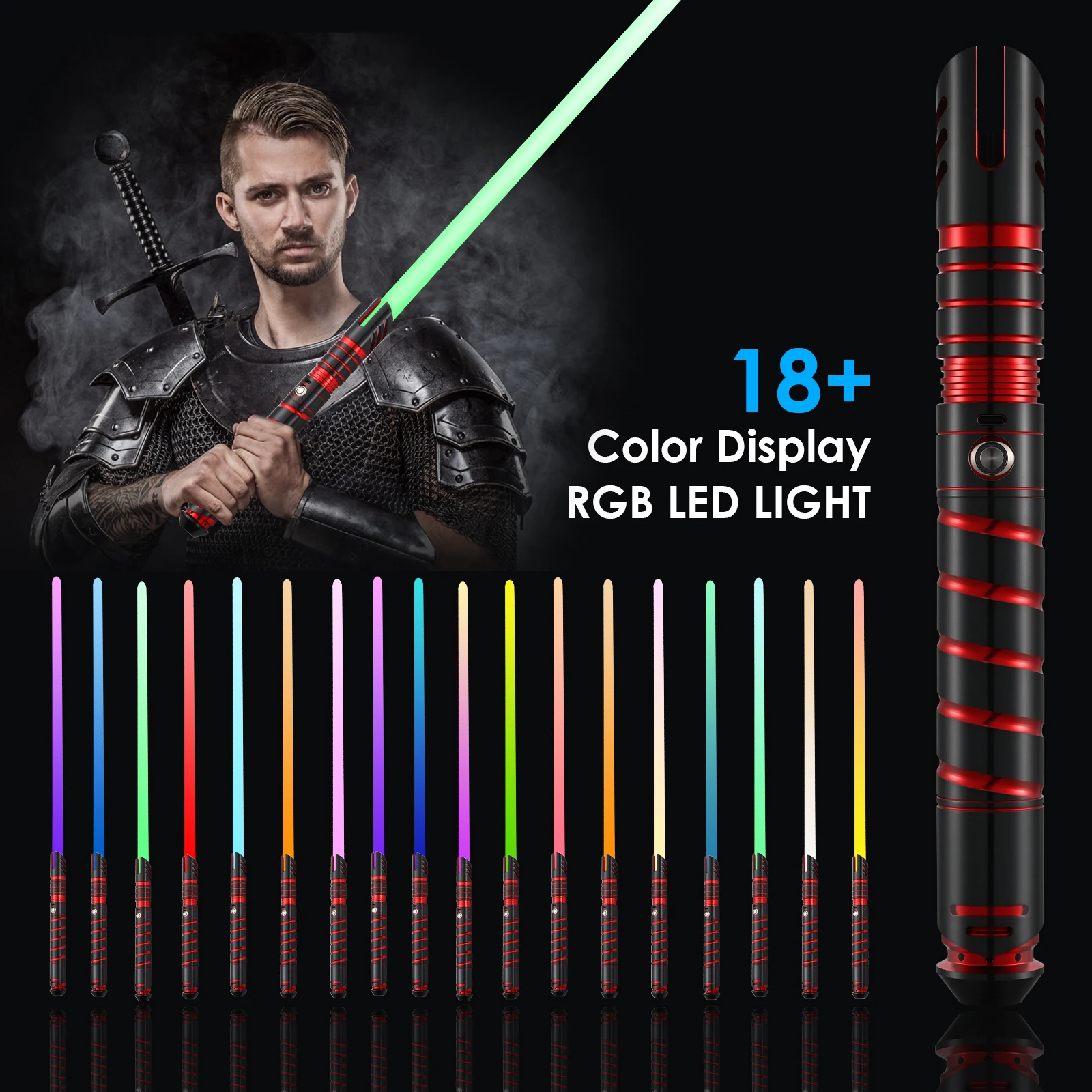 Lightsaber Type-C Rechargeable Light Saber  Sword Alloy Handle RGB with Sound Modes,holiday  Halloween Decoration