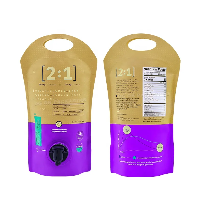 Bib Bag Wine Juice Drinks Oil Packaging Bag in Box Aluminum Foil Aseptic 1L 3L 5L 10L 20L 220L Heat Seal Beverage Customization