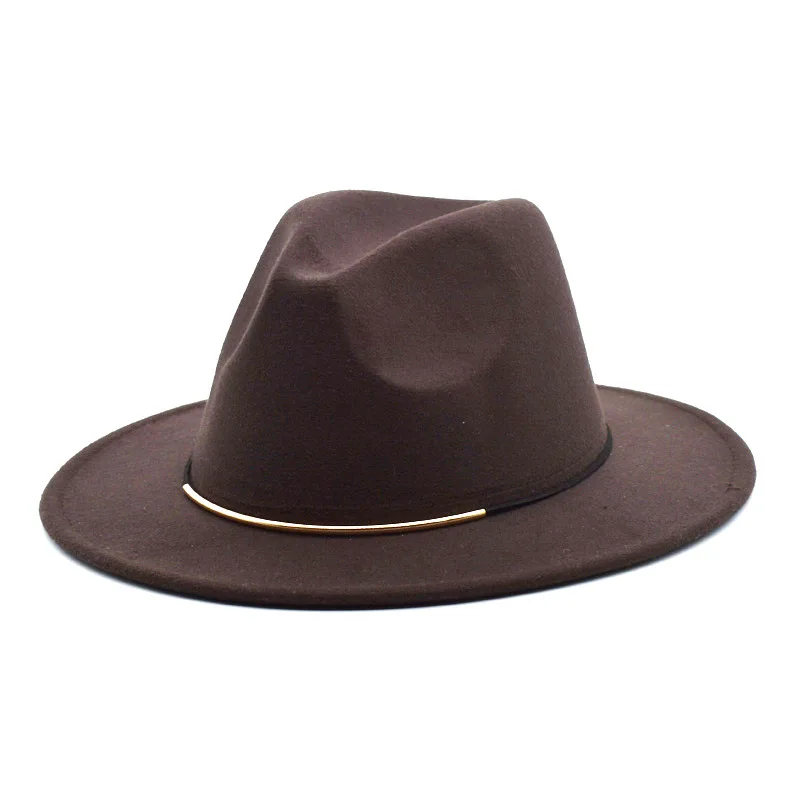 HZM-24011 Fashion Autumn and Winter Warm Panama Felt Fedora Hat Wide Brim Fedora Hats