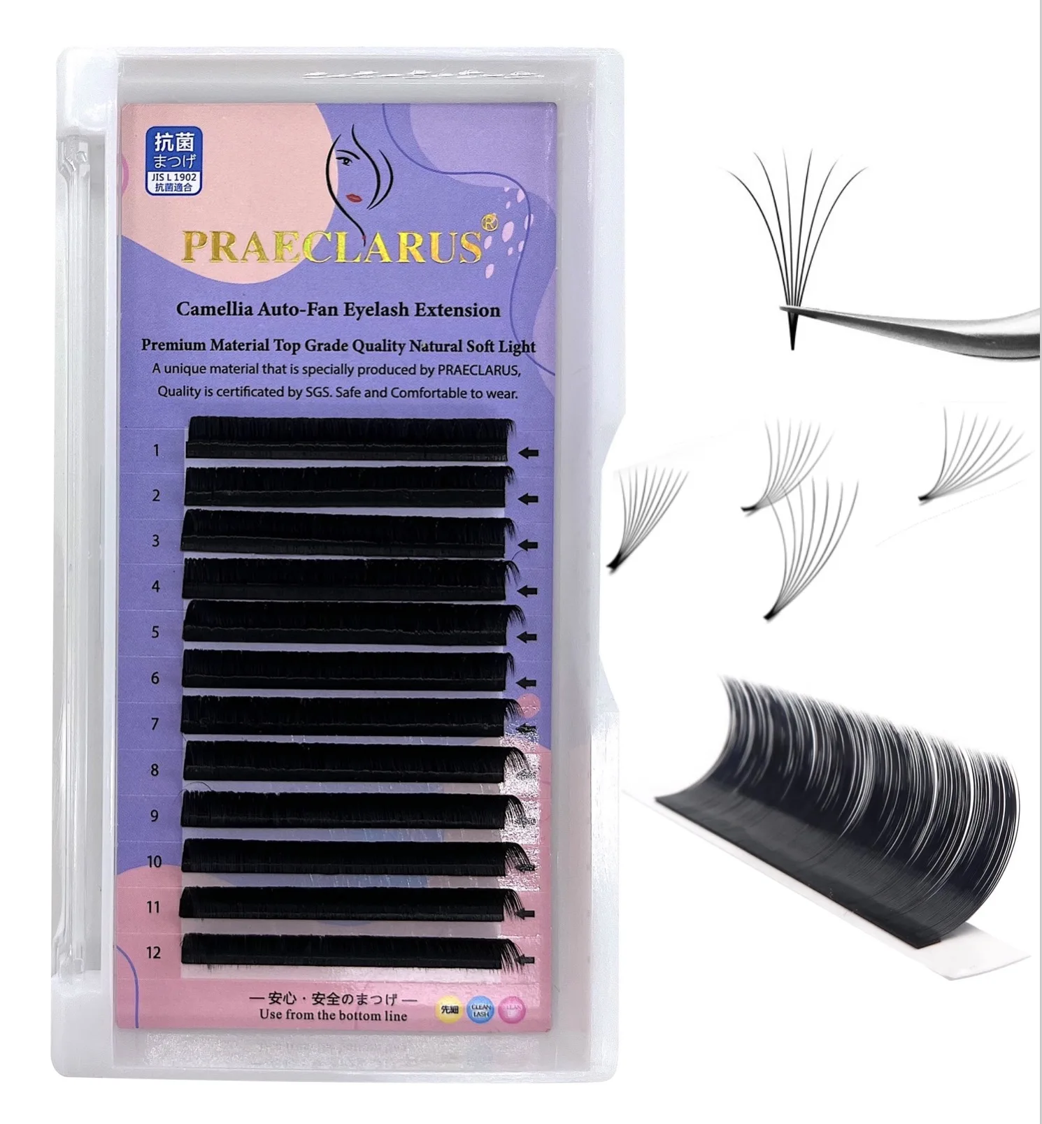 Ready to Ship Easy Fanning Bloom Eyelashes Automatic Flowering Premium Volume Individual Lashes Eyelash Extension Thick Natural