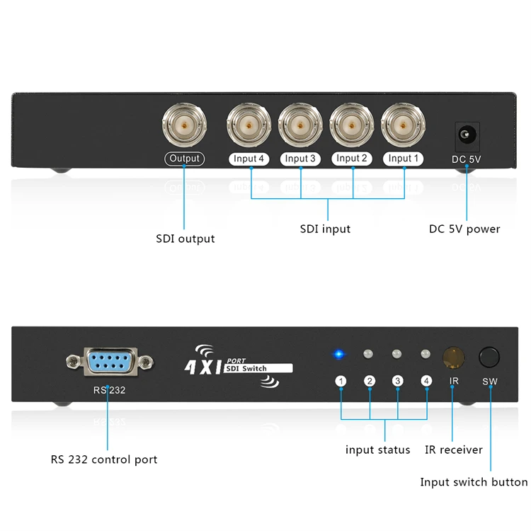 TESmart SDI Switcher 4x1 HUB SDI Intelligent Switch Extender 4 To 1 Converter HD SD Monitor Security Camera 4x1 Video SDI Switch