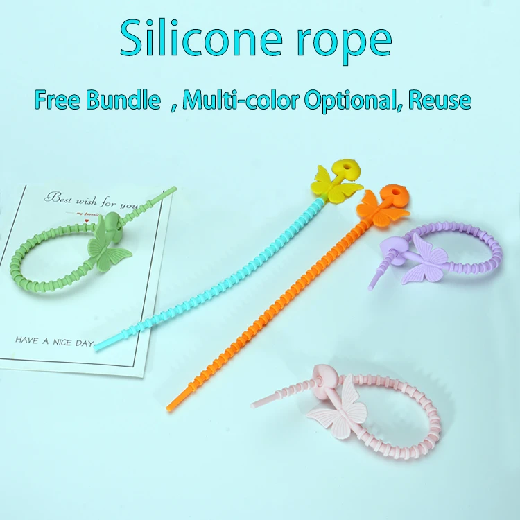 Wholesale Multi-functional Reusable Silicone Packing Ties  Silicone Hanging Rope Anti-Lost Hand Rope