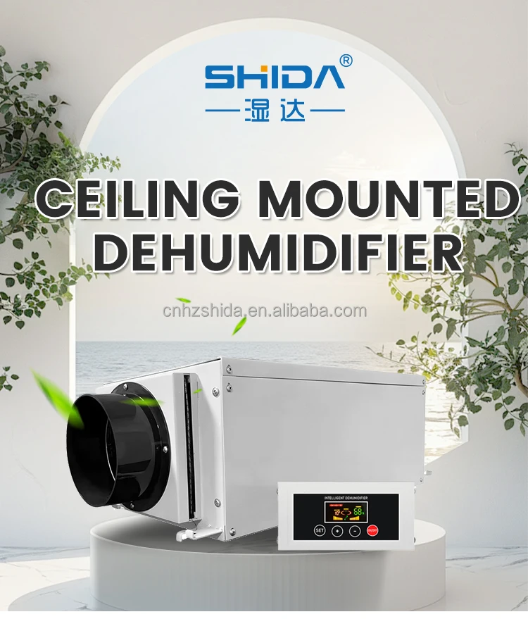 26L Commercial Ceiling Dehumidifier with LED Display Home Indoor Greenhouse Grow Room Air Purifier Plants Removable Water Tank