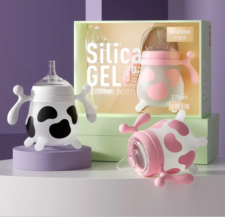 Baby Silicone Feeding Bottle Imitating Breast Milk for Newborn Baby Anti-colic Anti-choking Cow Milk Baby Feeding Supplies