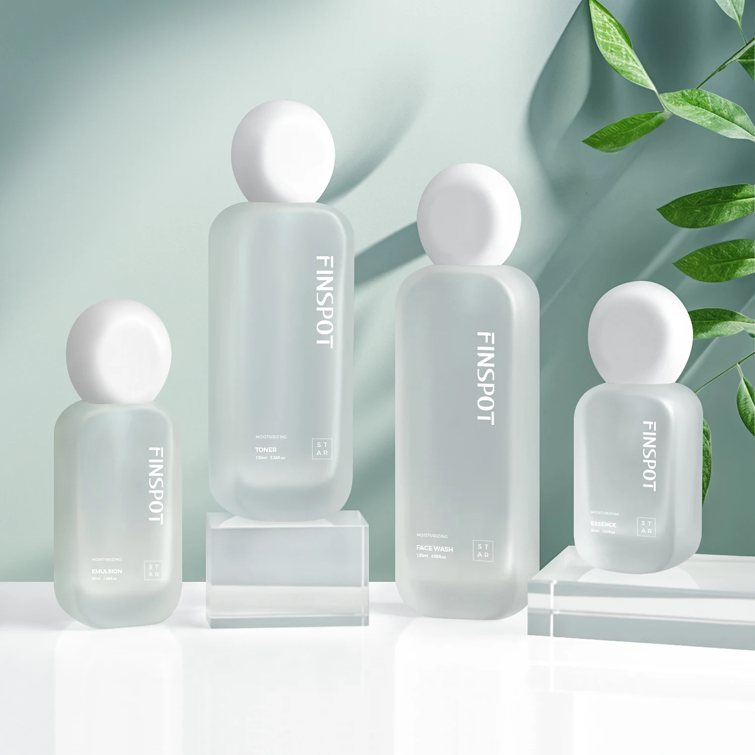 Wholesale Free Sample Empty Flat Square Cosmetic Glass Bottles and Jars Sets 30ml 50 ml 100ml Skincare Bottles Packaging Luxury