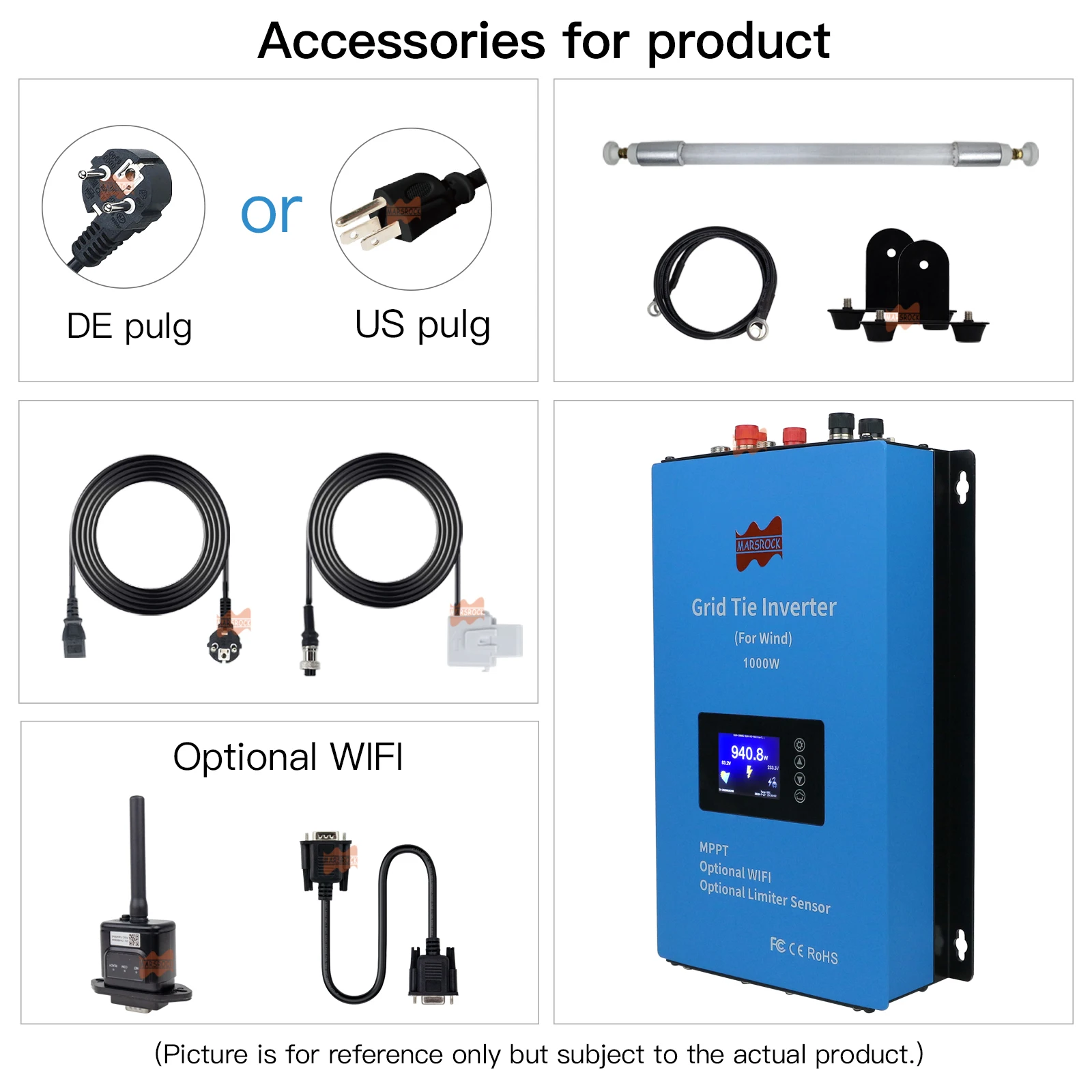 230V 1000W Converter for 24V 48V Wind Turbine with Limiter Sensor WIFI Grid Tie Wind Power Inverter Energy Storage  System