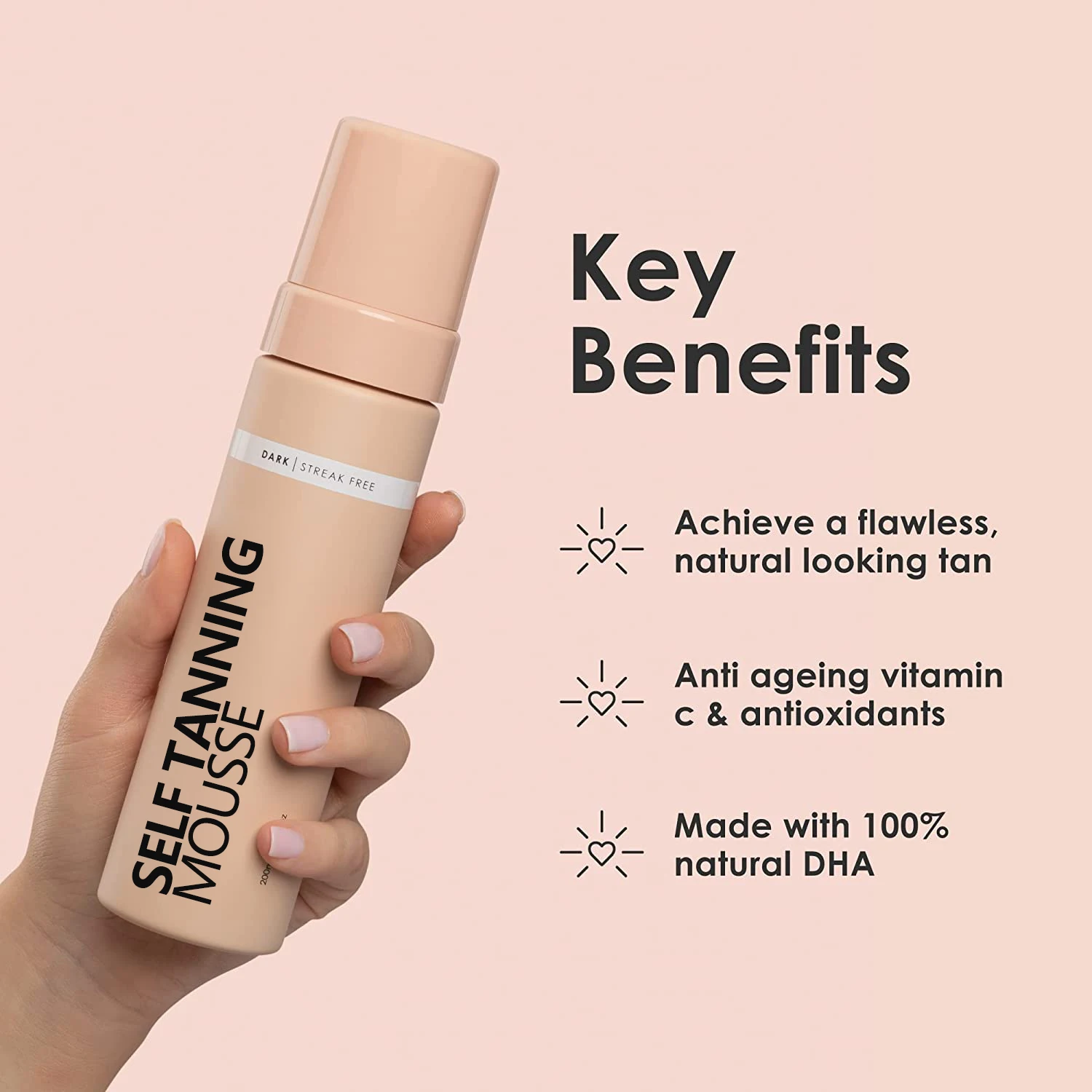 Dark & Ultra Dark Self-Tanning Foam Enriched with nourishing oils 100% natural DHA for smooth,bronzed skin Tanner Mousse lotion