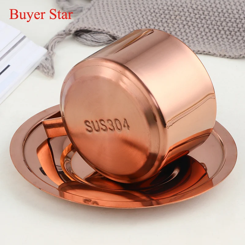 High quality stainless steel coffee cup Gold plated Milk tea coffee Mug Espresso cup with saucer