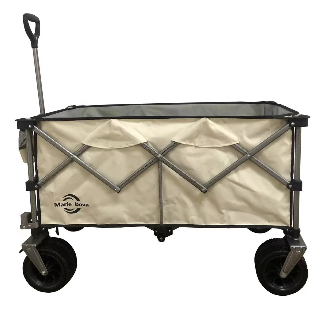 Outdoor Picnic Beach Camping Wagon Camping Cart Trolley Garden Trail Foldable Collapsible Folding Utility Cart Wagon