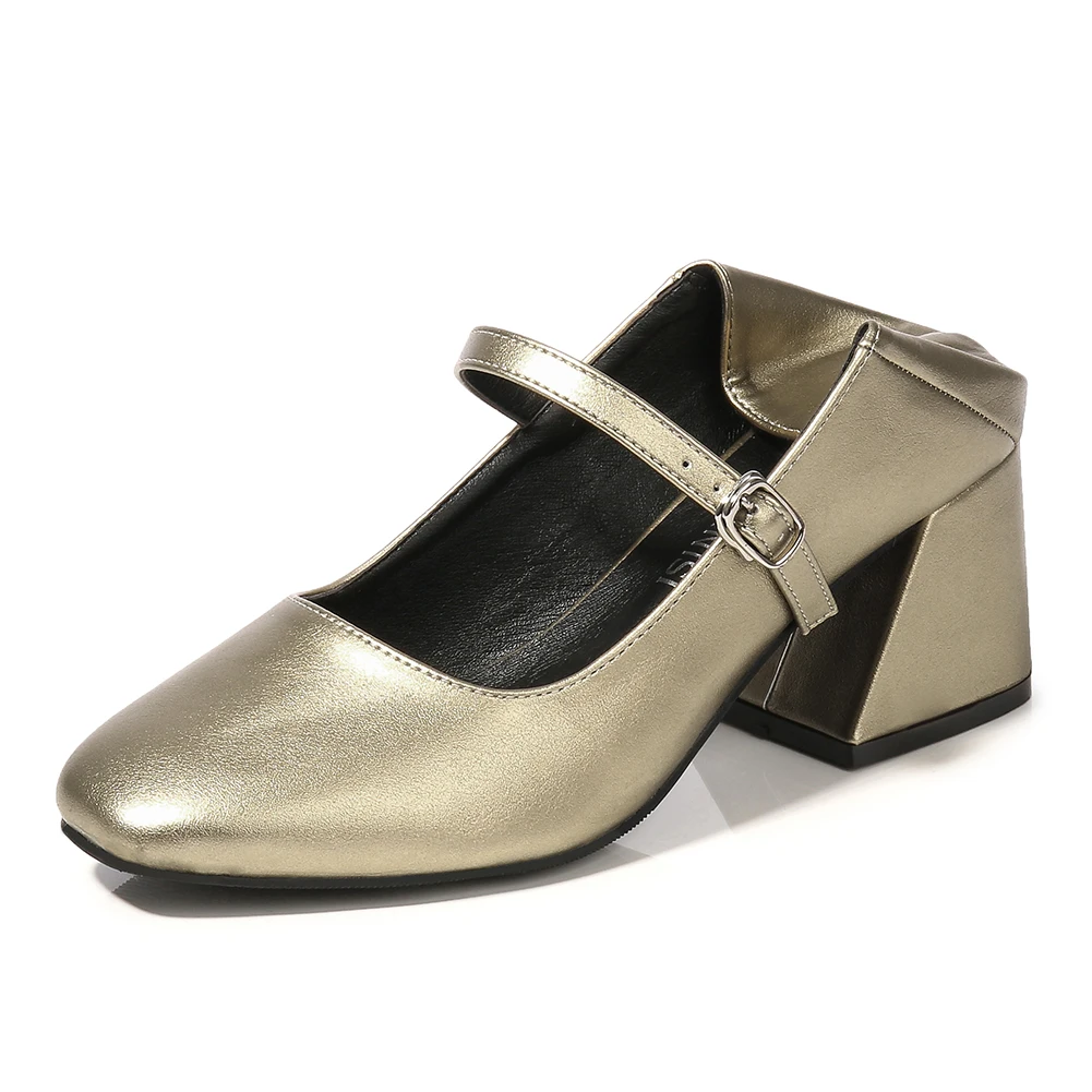 2023 New Design Custom Womens Sandals With Logo Mary Jane Shoes Woman Square Heel Chunky Heels Mary Jane Party Shoes Women Shoes