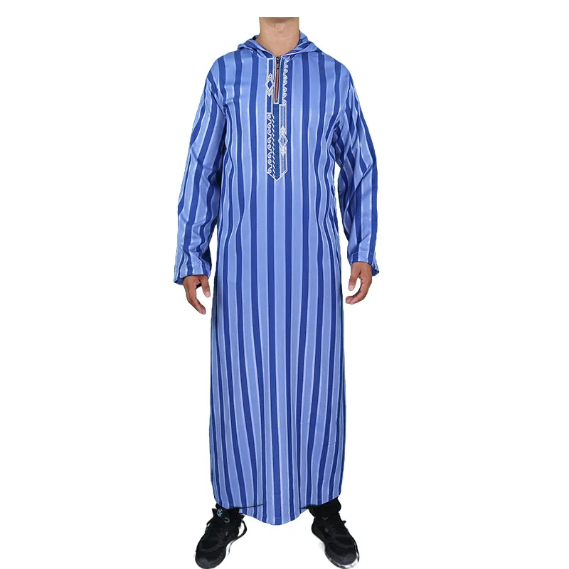 Morocco Thobe  Men Dubai  Kaftan Men Long Sleeve Robes Ikaf Muslim Clothing moroccan hooded thobe