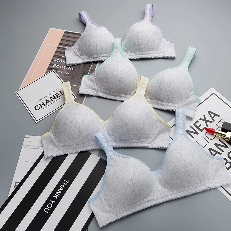 Factory Direct Young Girls Cute Bra Wide Shoulder Band Student Underwear Wireless Bra Teen Girl