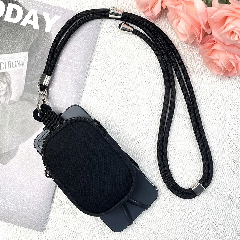 TENCHEN Hot Sale Outdoor Crossbody Handykette Purse Wallet  Lanyard Universal Silicone Mobile Phone Case With Pocket