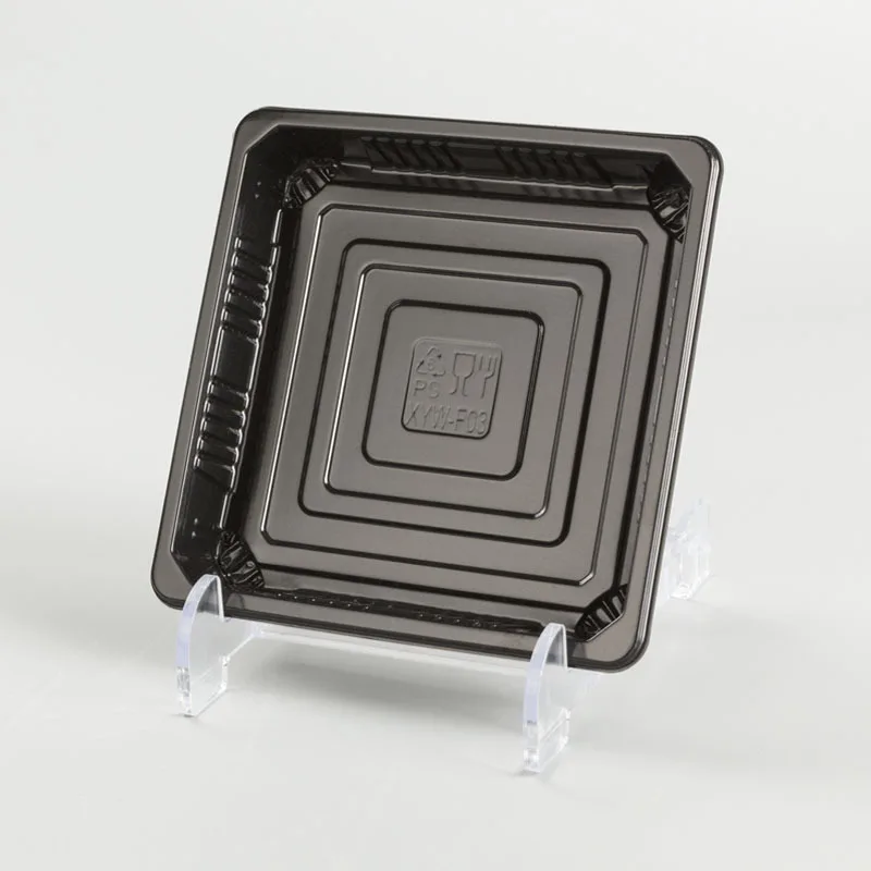 Small square japanese disposable ps takeaway tray fast food plastic platter container party sushi trays with lid