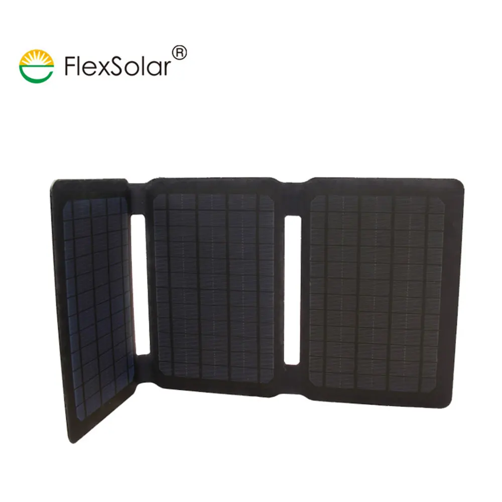New arrival Flexsolar Brand 10W Foldable IP67 waterproof ETFE Solar Panel with Integrated USB charging port for picnic