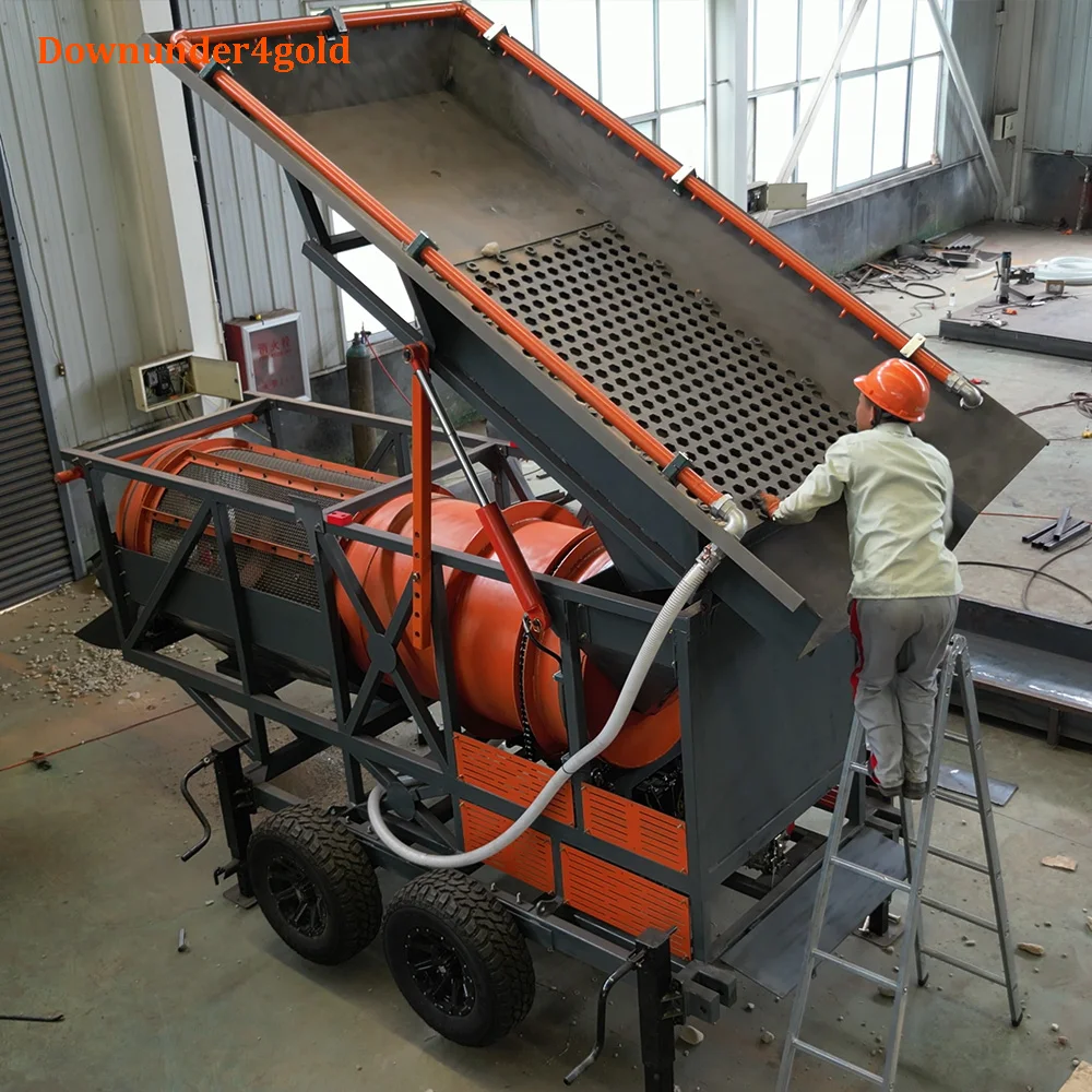 Placer gold mining trommel drum wash machine