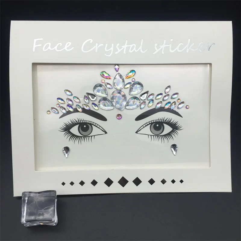 Tattoo sticker custom face gems jewels stickers fashionable unique women rhinestones face eye body crystal stickers