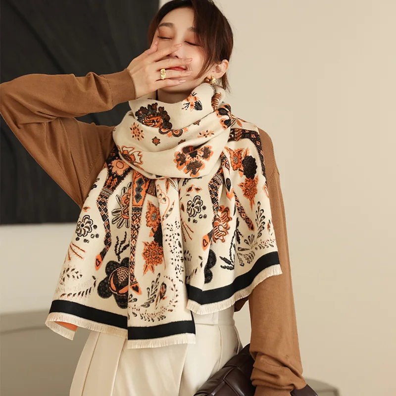 Customized Ladies Cashmere Blanket Shawl Winter Thickening Warm Scarf Spring and Autumn Air Conditioning Shawl