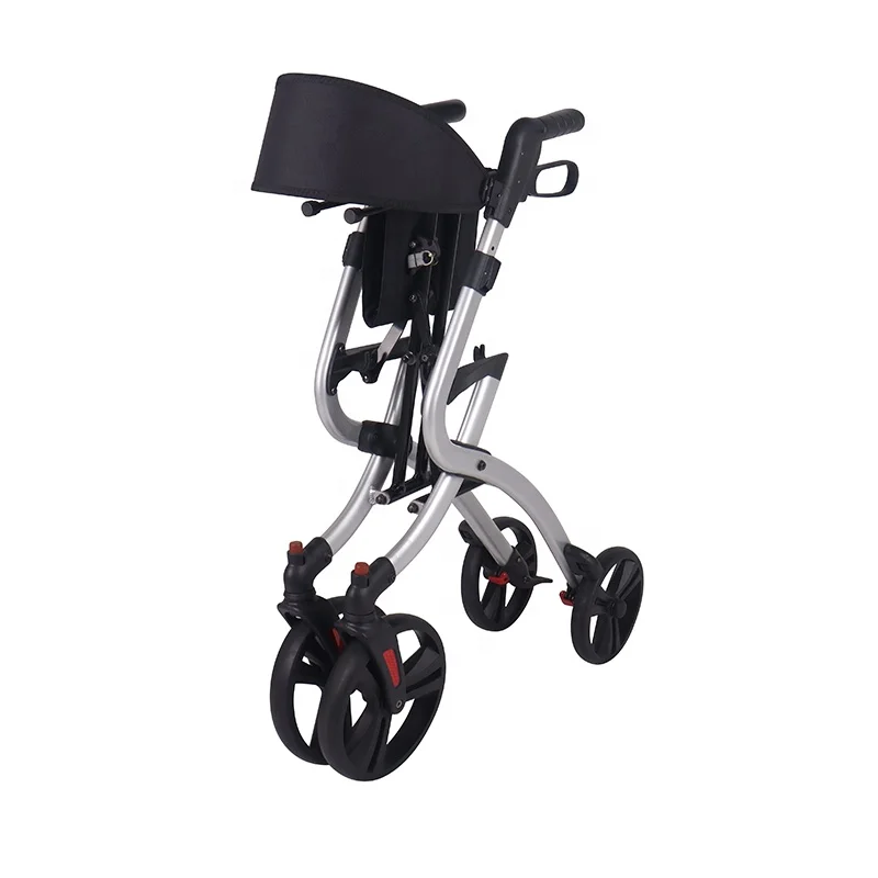 Height Adjustable Walker Rollator Aluminum Walker Rollator Portable Rollator Walker With Seat Big Wheel For Elderly