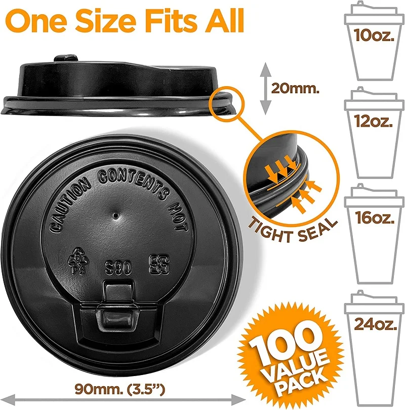 Disposable PLA PP PS PET Paper Coffee Cup Dome Flat Switch Lid Cover