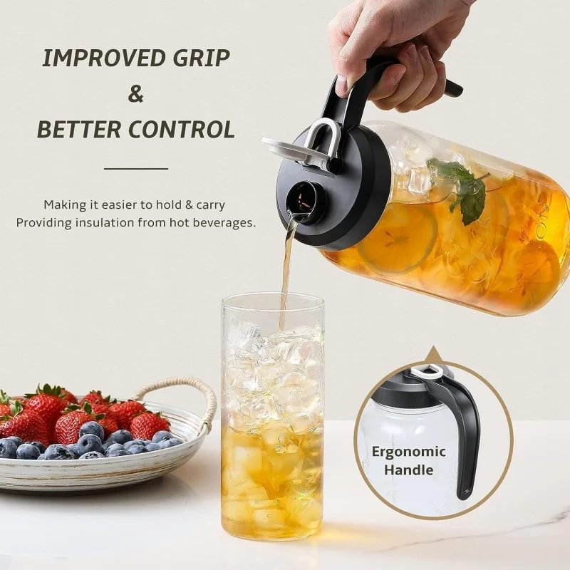 Recyclable Mason Jar Water Pitcher unique storage glass coffee jar with lids Leak-Proof Container for Water Juice Milk Tea