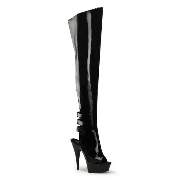 Over The Knee Boots 15cmSexy Thigh High Boots High Heels Pumps Platform Womens  High-heeled Boots Pipe Dance Shoes PU Nianzheni