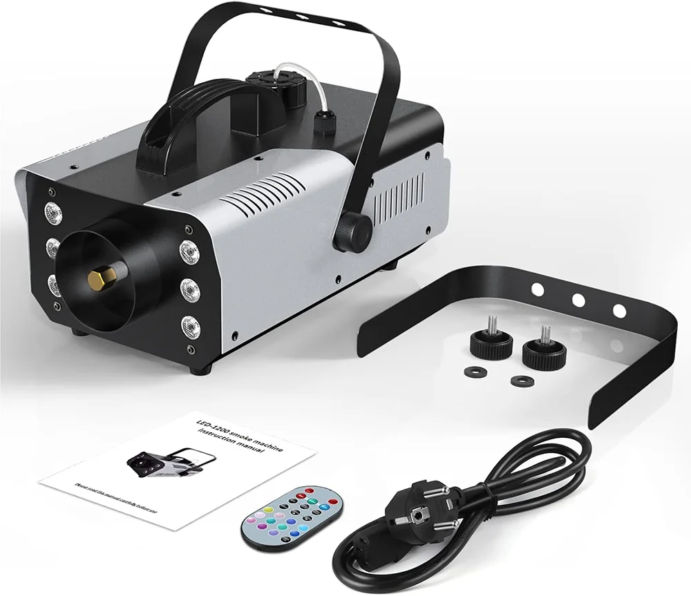 Water Based 6pcs Rgb 3in1 1500watts/1800w Smoke Machine With Stage Effect Light Remote For Wedding Dj Party Led Fog Machine